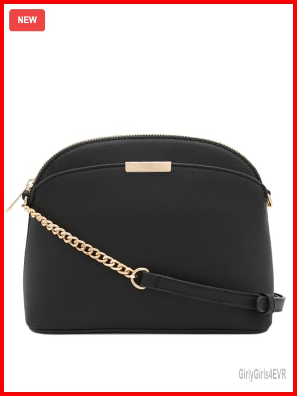 Faux Leather Dome Crossbody Bag Chain Strap Adjustable
